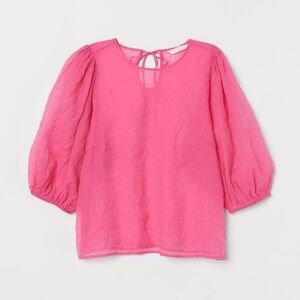 H&M Pink Sheer Bell Sleeve Top Medium